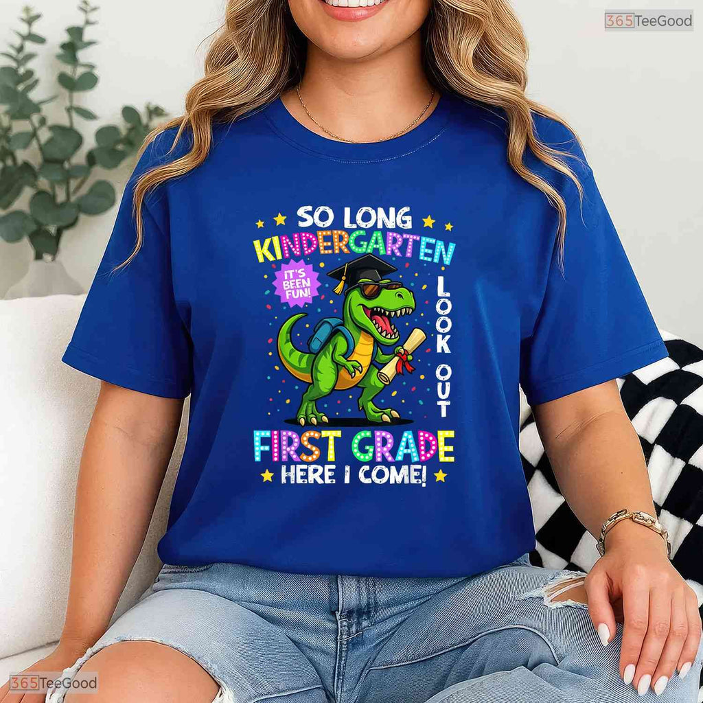 Cute So Long Kindergarten Graduation Class 2026 Dinosaur Kids Boy Celebration Shirt