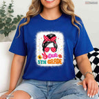 Peace Out 5th Grade Messy Bun Girl Elementary School Moving Up Graduation T-Shirt