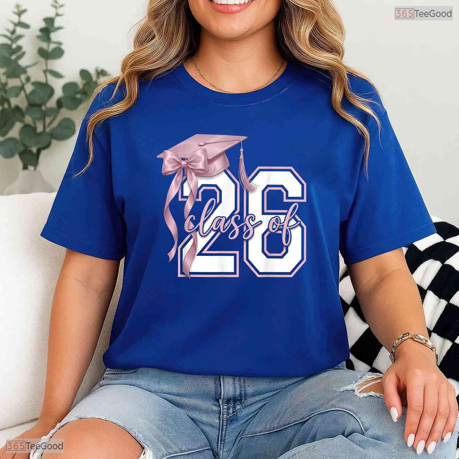 Minimalist Coquette Bow Class Of 2026 Senior Year Graduation Celebration T-Shirt