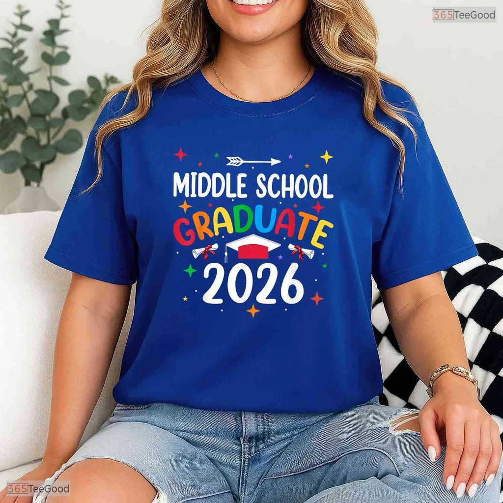 Class Of 2026 Middle School Graduate Moving Up Ceremony Youth Celebration T-Shirt