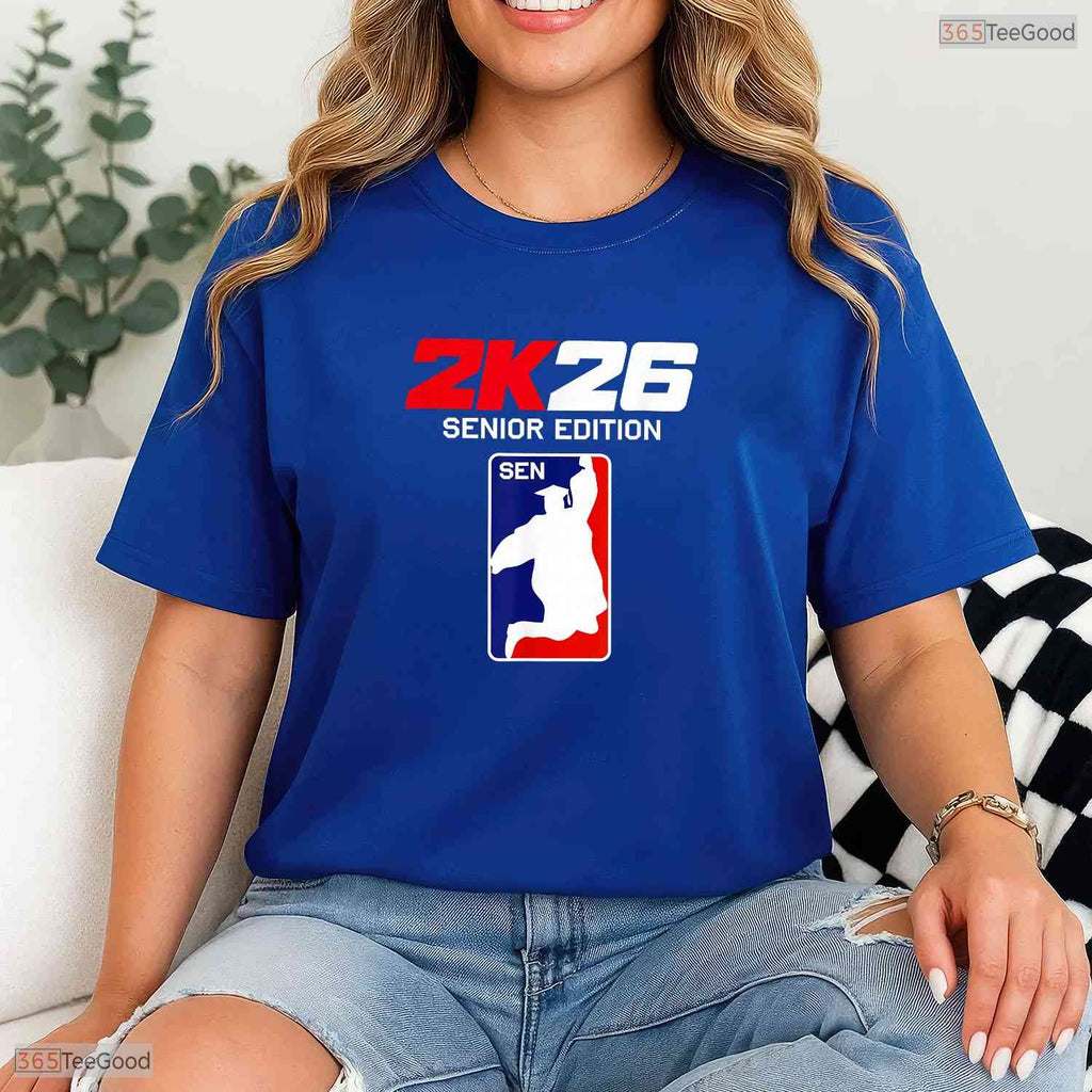 Class Of 2026 Senior Year Gamer Style Basketball Athlete Graduation T-Shirt