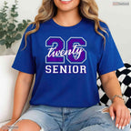 Senior Class Of 2026 Graduation Purple Letters On Back High School Party Shirt