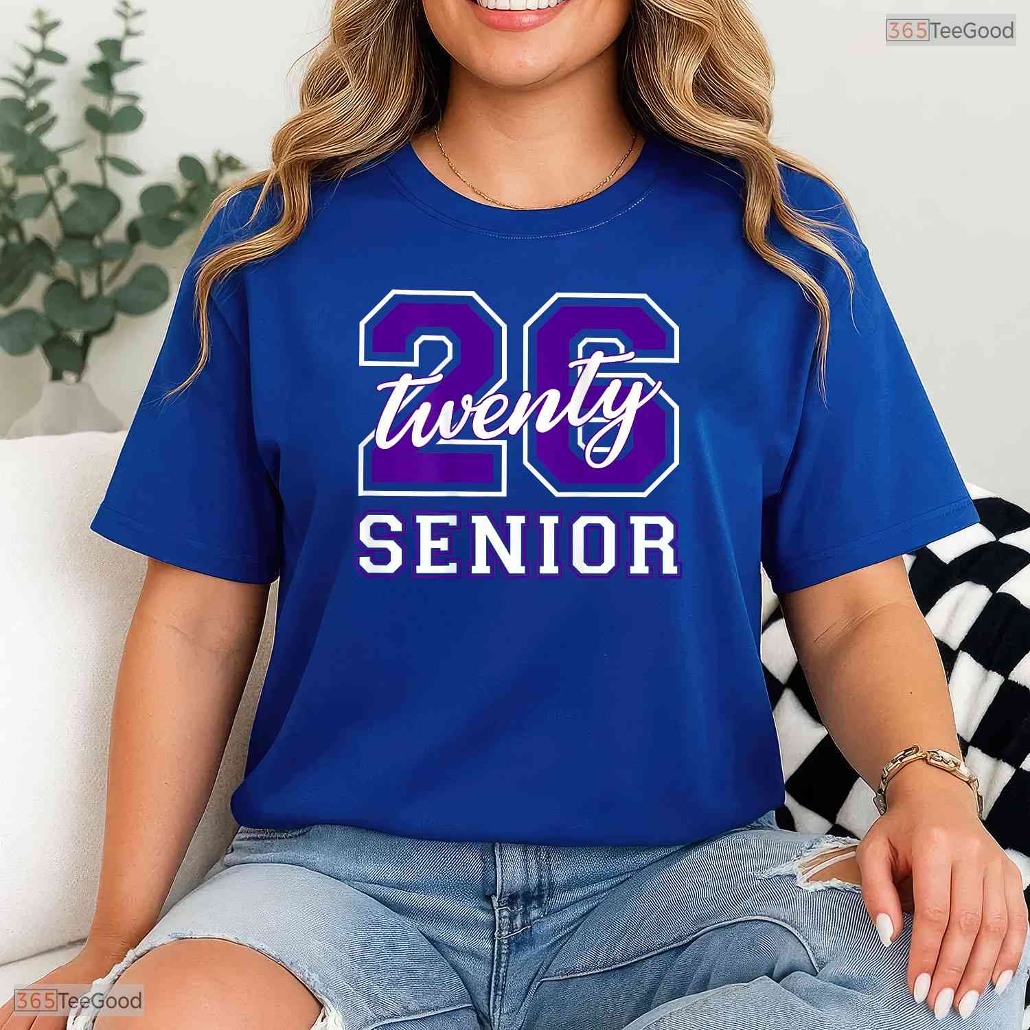 Senior Class Of 2026 Graduation Purple Letters On Back High School Party Shirt