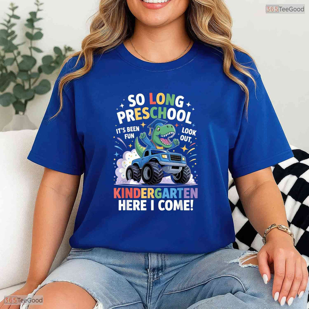 Funny So Long Preschool Graduation Class 2025 Dinosaur Kids Boys Celebration T-Shirt