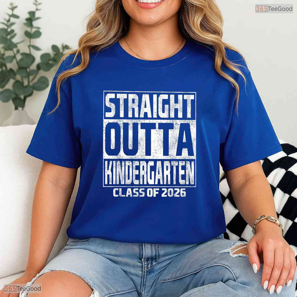 Straight Out Of Kindergarten Graduation Class Of 2026 Moving Up Youth Kids Shirt