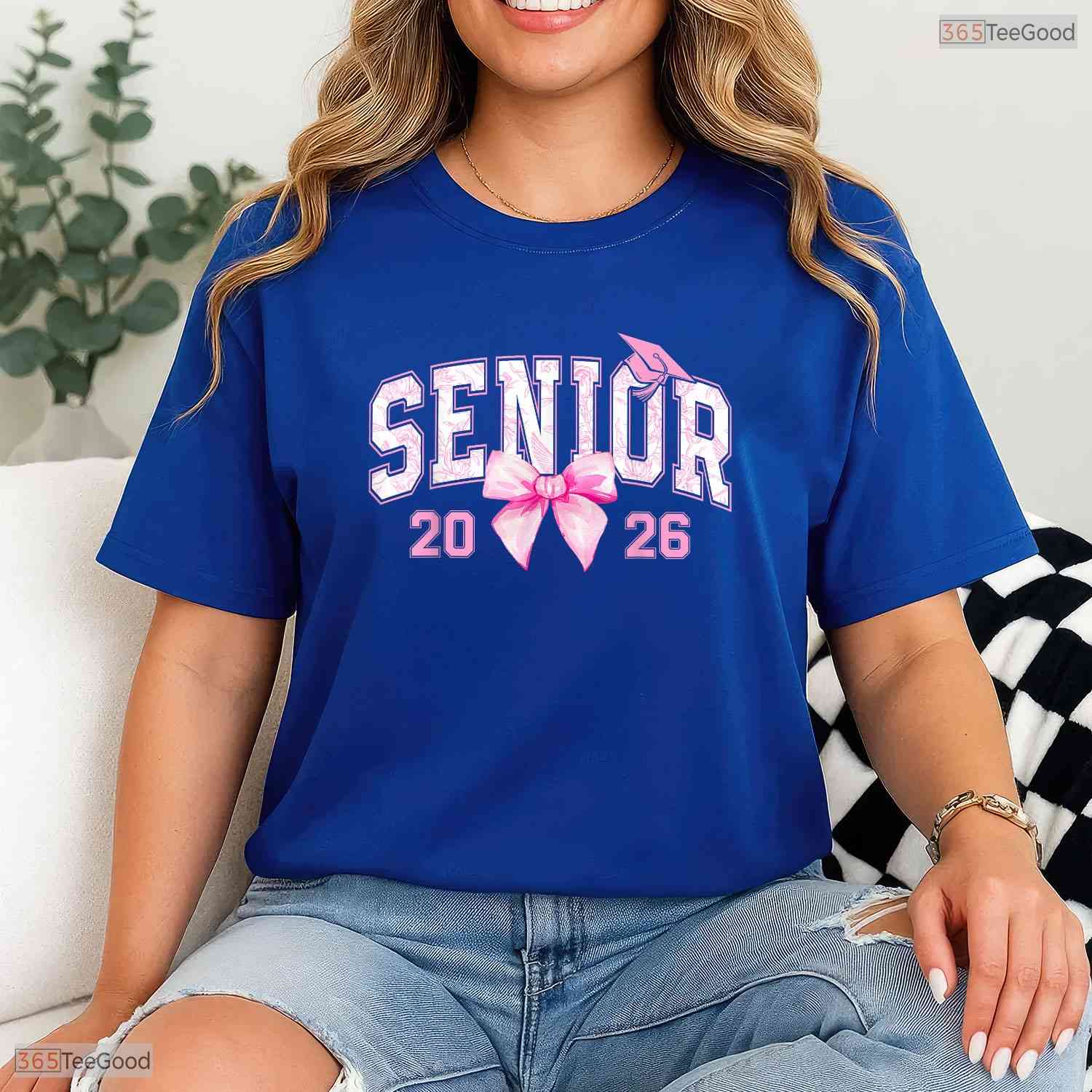 Cute Pink Bow Senior 2026 Coquette Class Of 2026 Graduation Apparel Girls Shirt