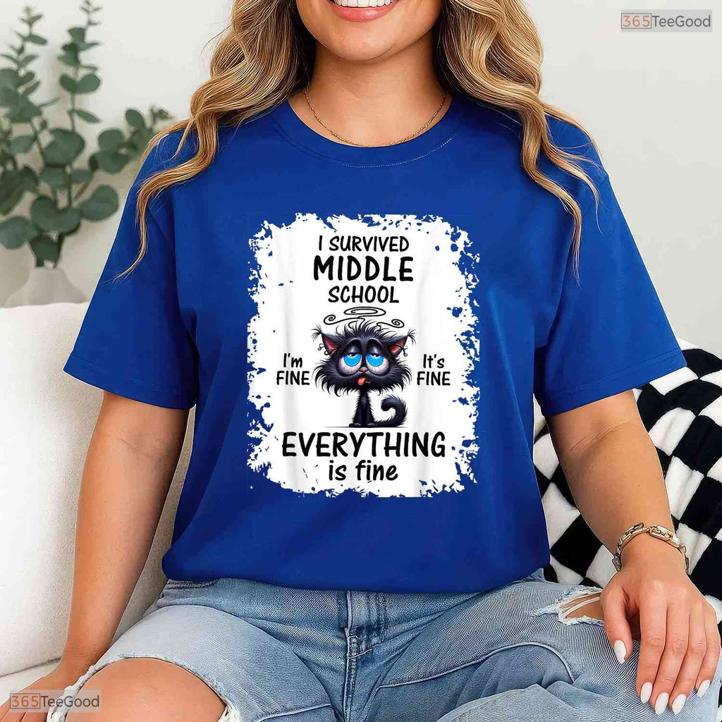 Funny I Survived Middle School Graduation Class Of 2026 Student Commemorative T-Shirt