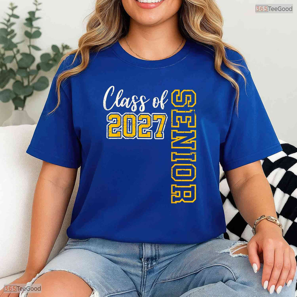 Class Of 2027 Senior High School Graduation Black And Gold Celebration Party T-Shirt