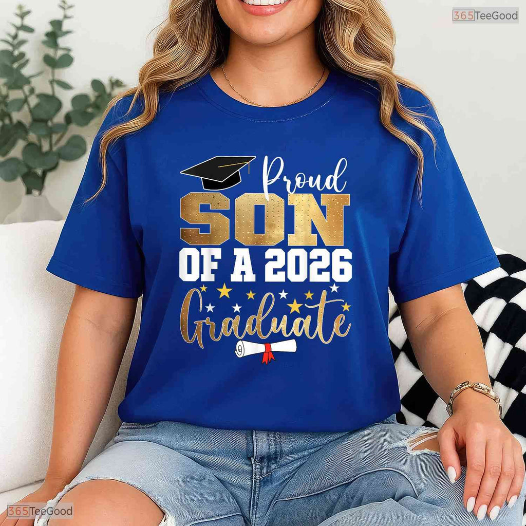 Proud Son Of A 2026 Graduate Matching Family University Commencement Ceremony T-Shirt