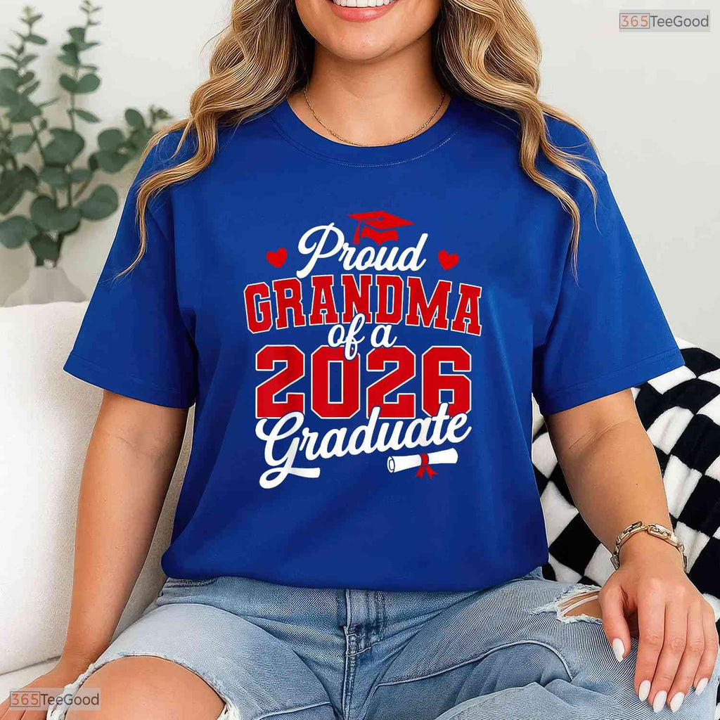 Proud Grandma Of A 2026 Graduate High School Senior Commemorative Family Party T-Shirt