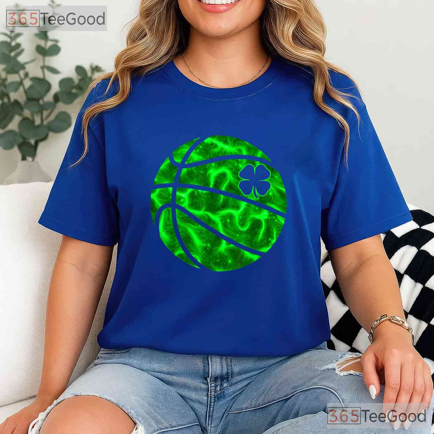 Basketball Shamrock Lucky Clover St Patricks Day T-Shirt Sport Boys Tee