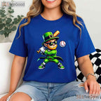 Leprechaun Playing Baseball St Patricks Day T-Shirt Sports Men Boys Tee