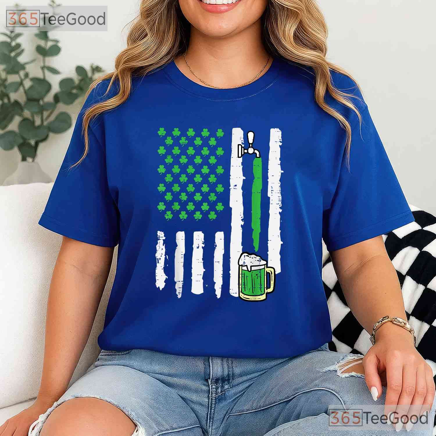 American Flag Saint Paddys St Patricks Day T-Shirt Patriotic Dad Tee