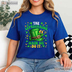 Shamrock Leprechauns Made Me Do It St Patricks Day T-Shirt Funny Tee
