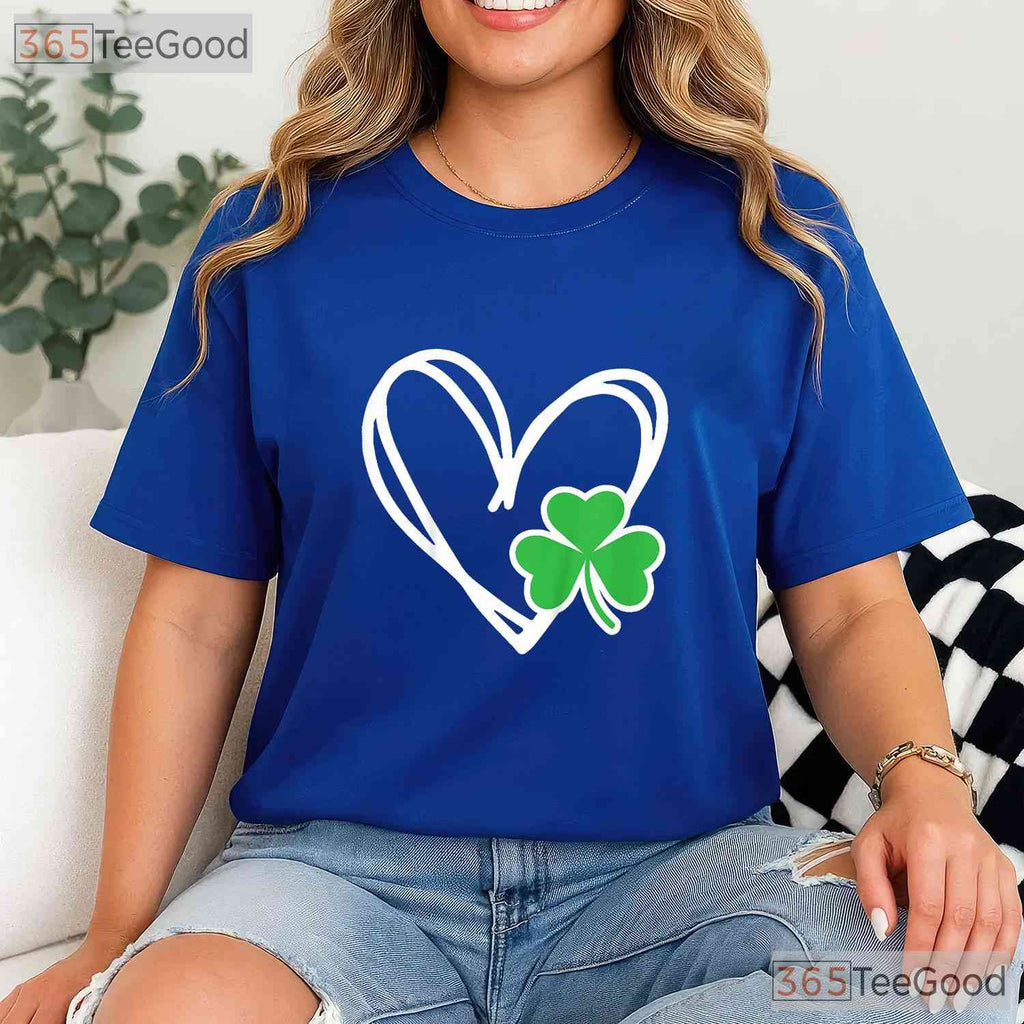 Girls Heart Shamrock St Patricks Day T-Shirt Cute Toddler Baby Kids Tee