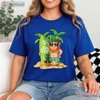 Surfing Leprechaun Hawaiian St Patricks Day T-Shirt Tropical Aloha Irish Tee