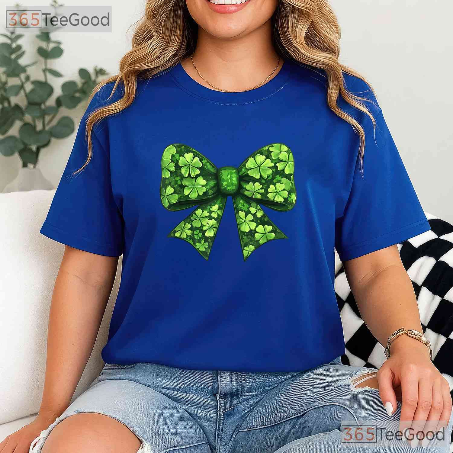 Coquette Bow Shamrock St Patricks Day T-Shirt Cute Ribbon Pink Green Girl