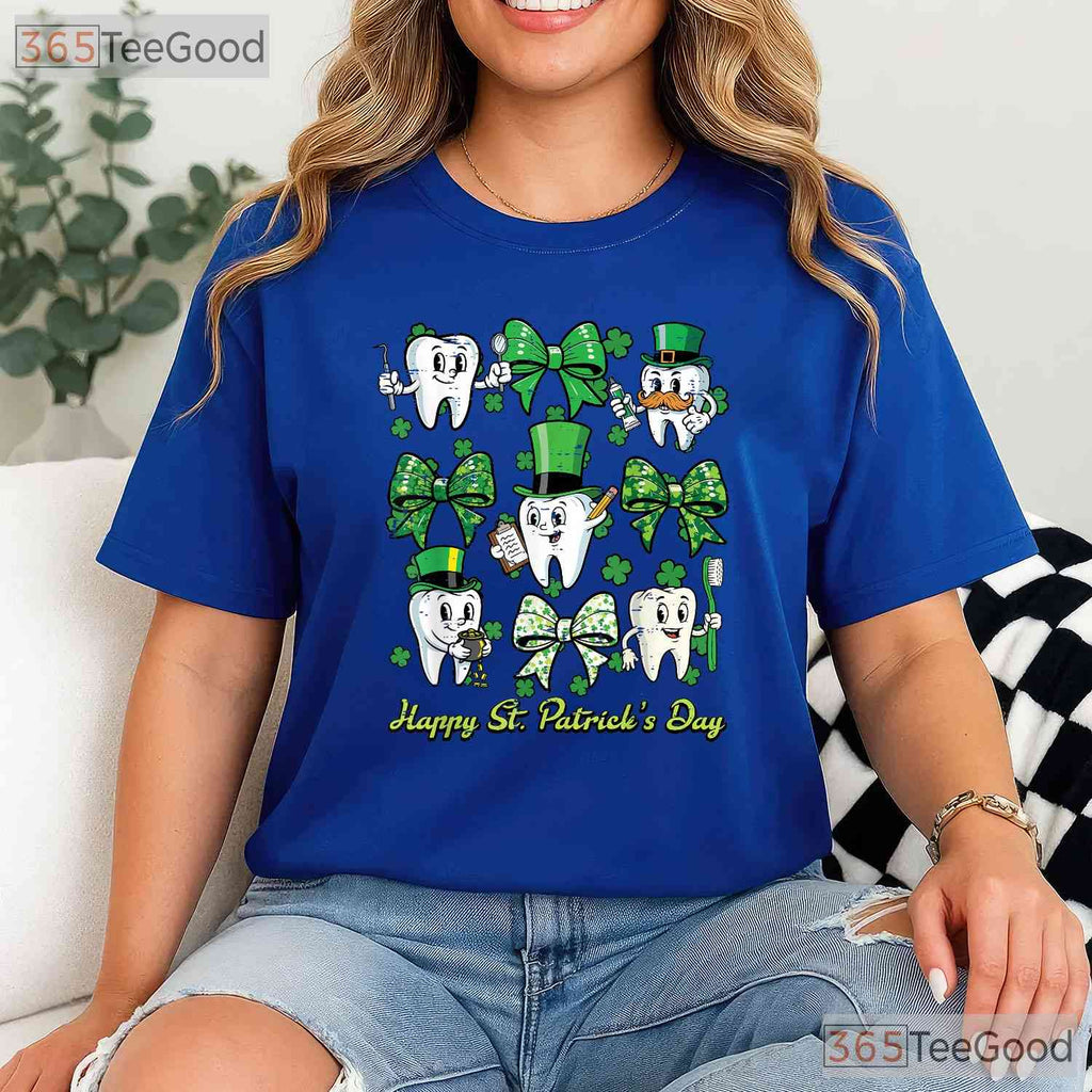 Dentist Tooth Happy St Patricks Day T-Shirt Dental Hygenist Assistant Crew