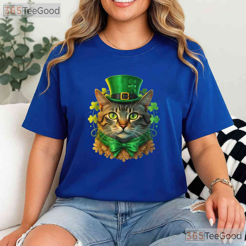Funny Cat St Patricks Day T-Shirt Cute Kitten Irish Pet Lover Men Women