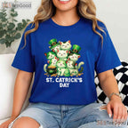 Happy St Catricks Day Cats T-Shirt Funny Kitten Irish Pet Lover Gift Tee
