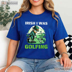 Irish I Was Golfing Funny St Patricks Day T-Shirt Golfer Leprechaun Gift