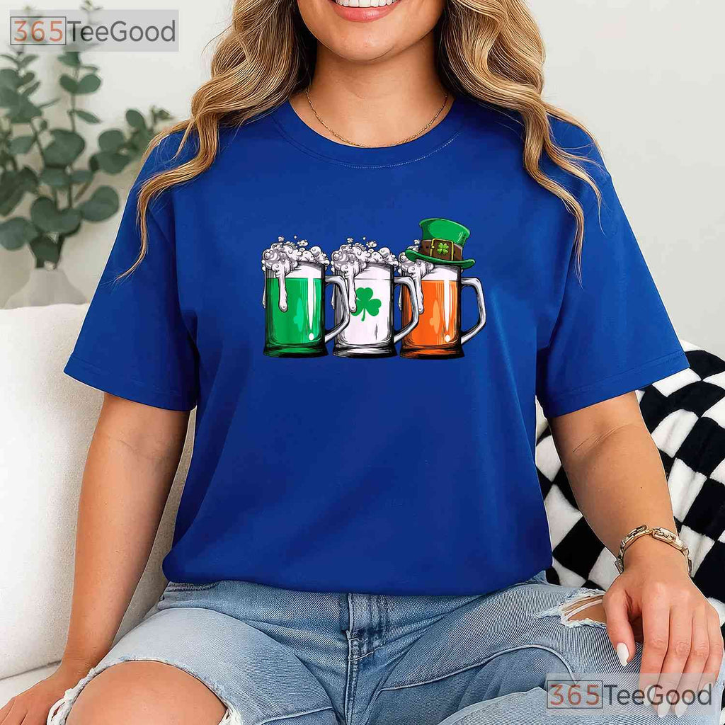 Irish Beer Ireland Flag St Patricks Day T-Shirt Vintage Pub Drinking Tee