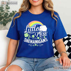 Little Miss Shenanigans St Patricks Day T-Shirt Cute Retro Toddler Girl Tee