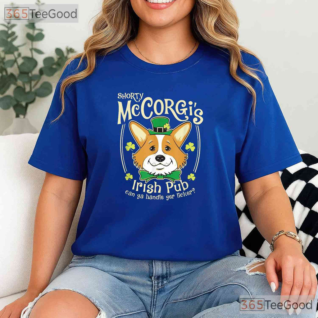 Shorty McCorgi Corgi St Patricks Day T-Shirt Funny Dog Lover Irish Pub Tee