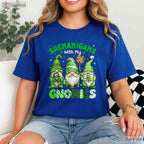 Shenanigans With My Gnomies St Patricks Day T-Shirt Leopard Plaid Women