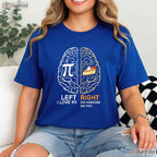 Funny Pi Day Left Vs Right Brain Pie Shirt Math Geek Logic Art Gift Tee