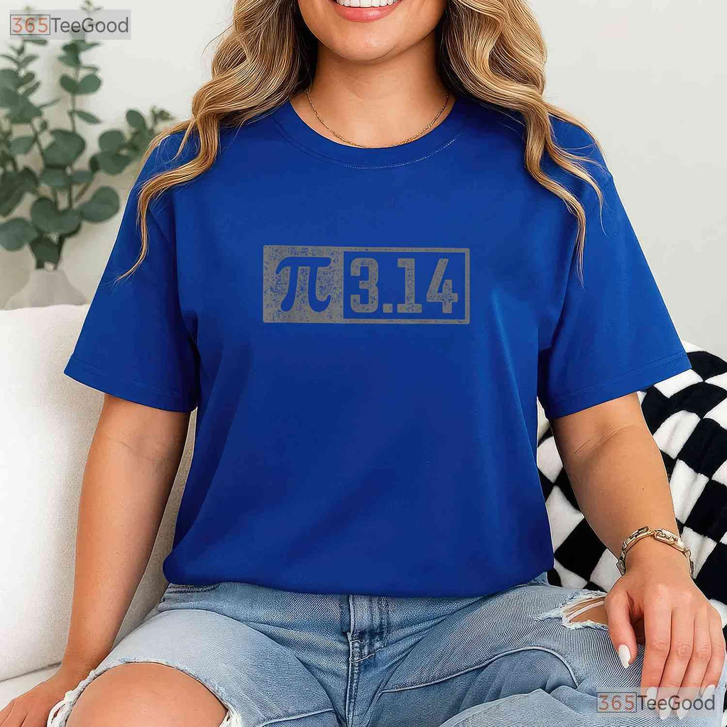 Vintage Pi Shirt for Teacher 3 - 14 Digits Happy Pi Day Retro Style Tee