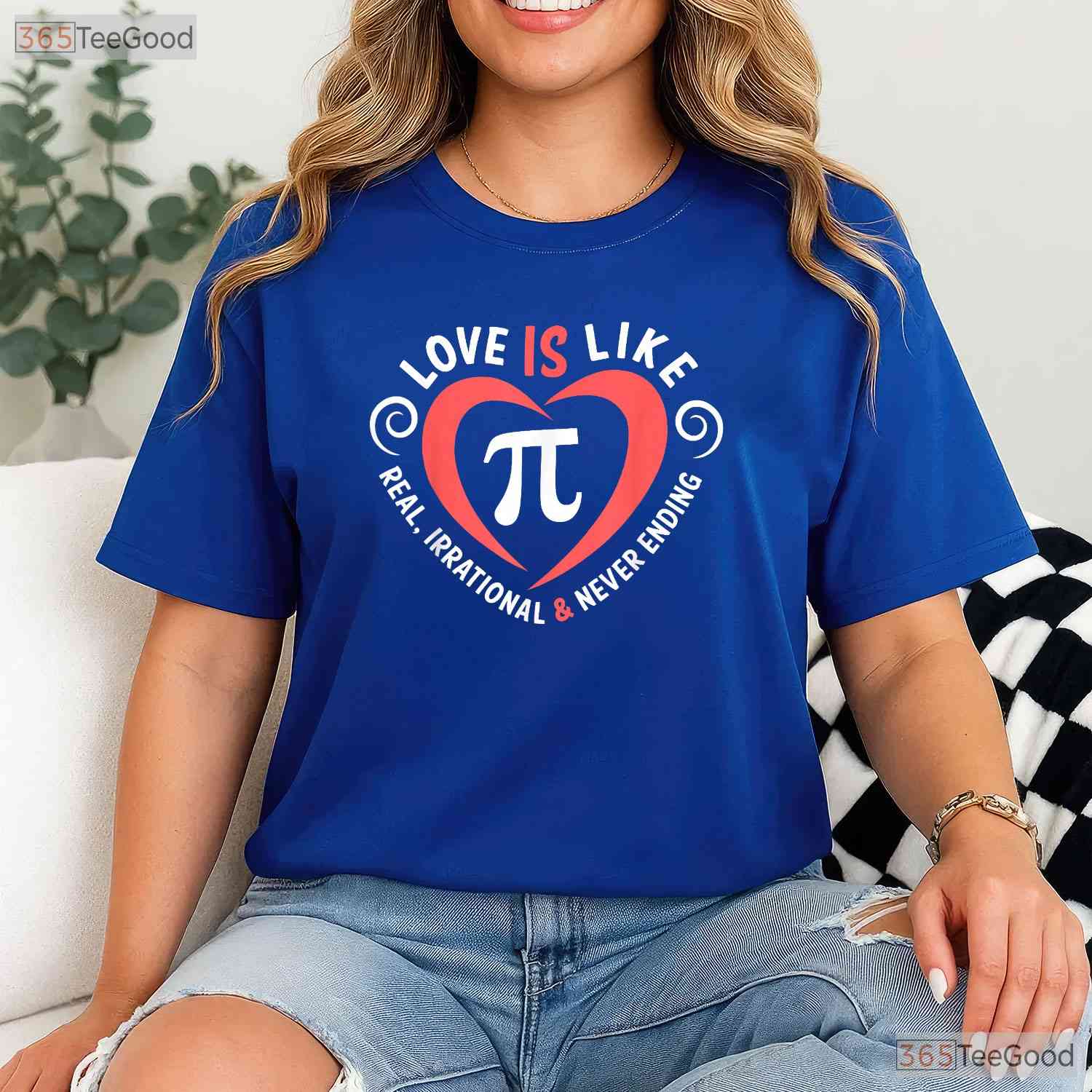 Love Is Like Pi Valentine Day Shirt Funny Math Teacher Romance Gift Tee