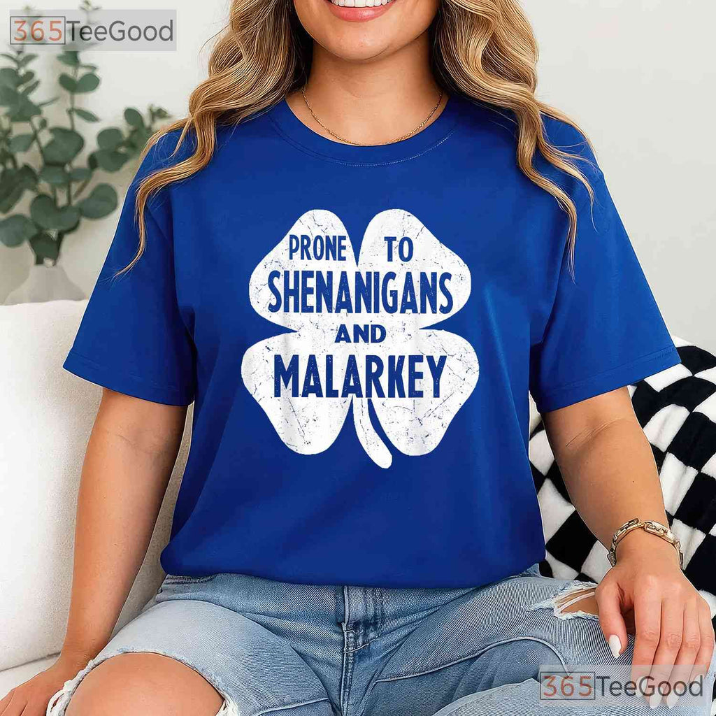 Prone To Shenanigans And Malarkey St Patricks Day T-Shirt Boys Kids Funny