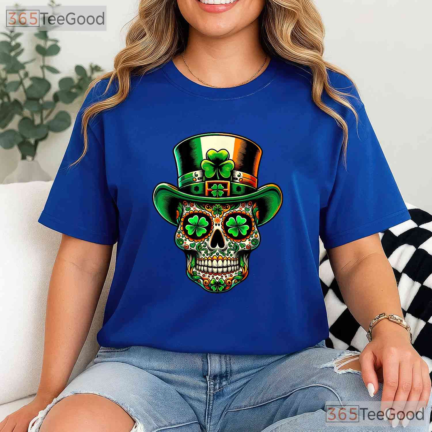 Irish Sugar Skull St Patricks Day T-Shirt Day Of The Dead San Patties Tee