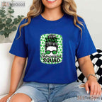 Shenanigans Squad Messy Bun St Patricks Day T-Shirt Women Girls Group Tee