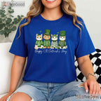 Happy St Catricks Day T-Shirt Funny Cat Lover Kitten St Patricks Day Tee