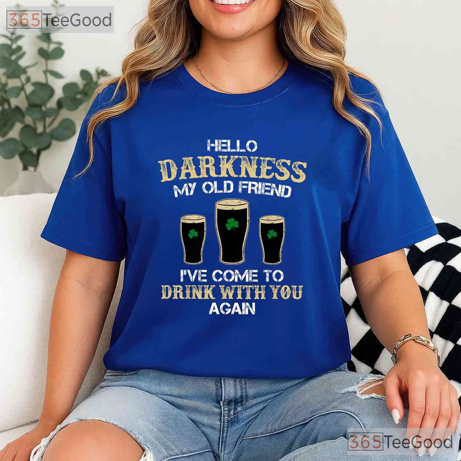 Hello Darkness My Old Friend St Patricks Day T-Shirt Green Beer Stout Tee
