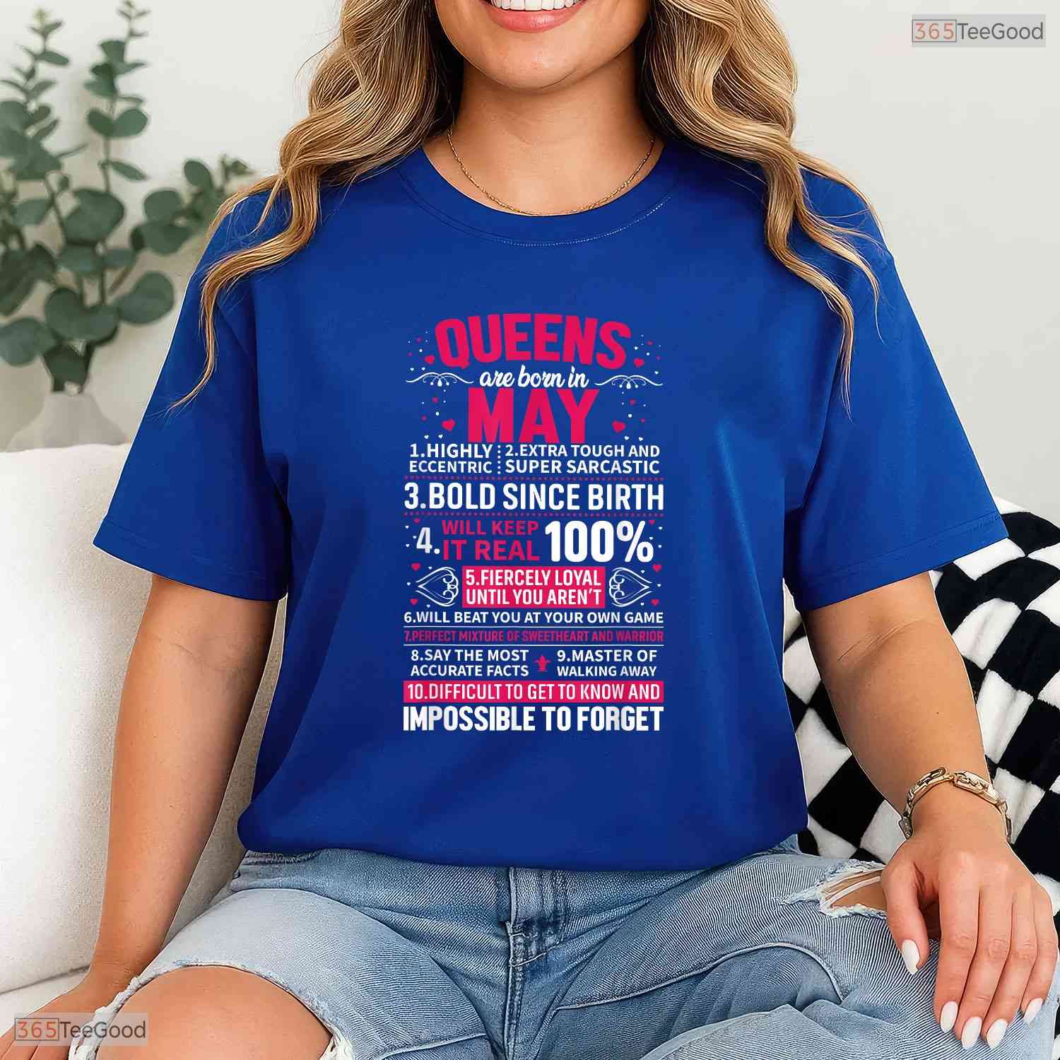 Queens Are Born In May T-Shirt- Elegant Women's May Birthday Party Shirt Gift