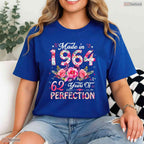 Made In 1964 Floral 62nd Birthday Women T-Shirt- Unique May Birthday Shirt Gift