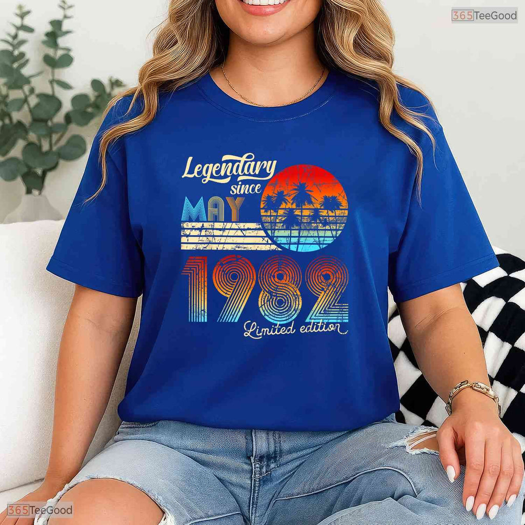 Awesome Legendary Since May 1982 Retro 44th Birthday Gift T-Shirt For Adults