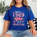 Elegant 57 Year Old Made In 1969 Floral 57th May Birthday T-Shirt For Women