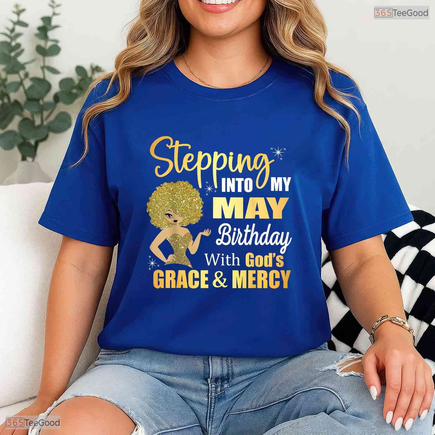 Blessed With Grace May Birthday T-Shirt- Adult Stepping Into My Month Shirt