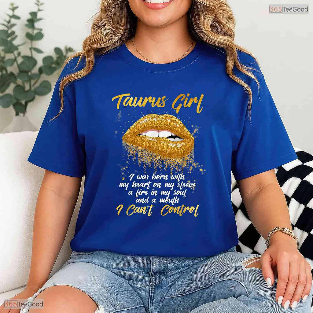 Fierce Black Taurus Queen Zodiac Apparel Women's May Birthday Celebration T-Shirt