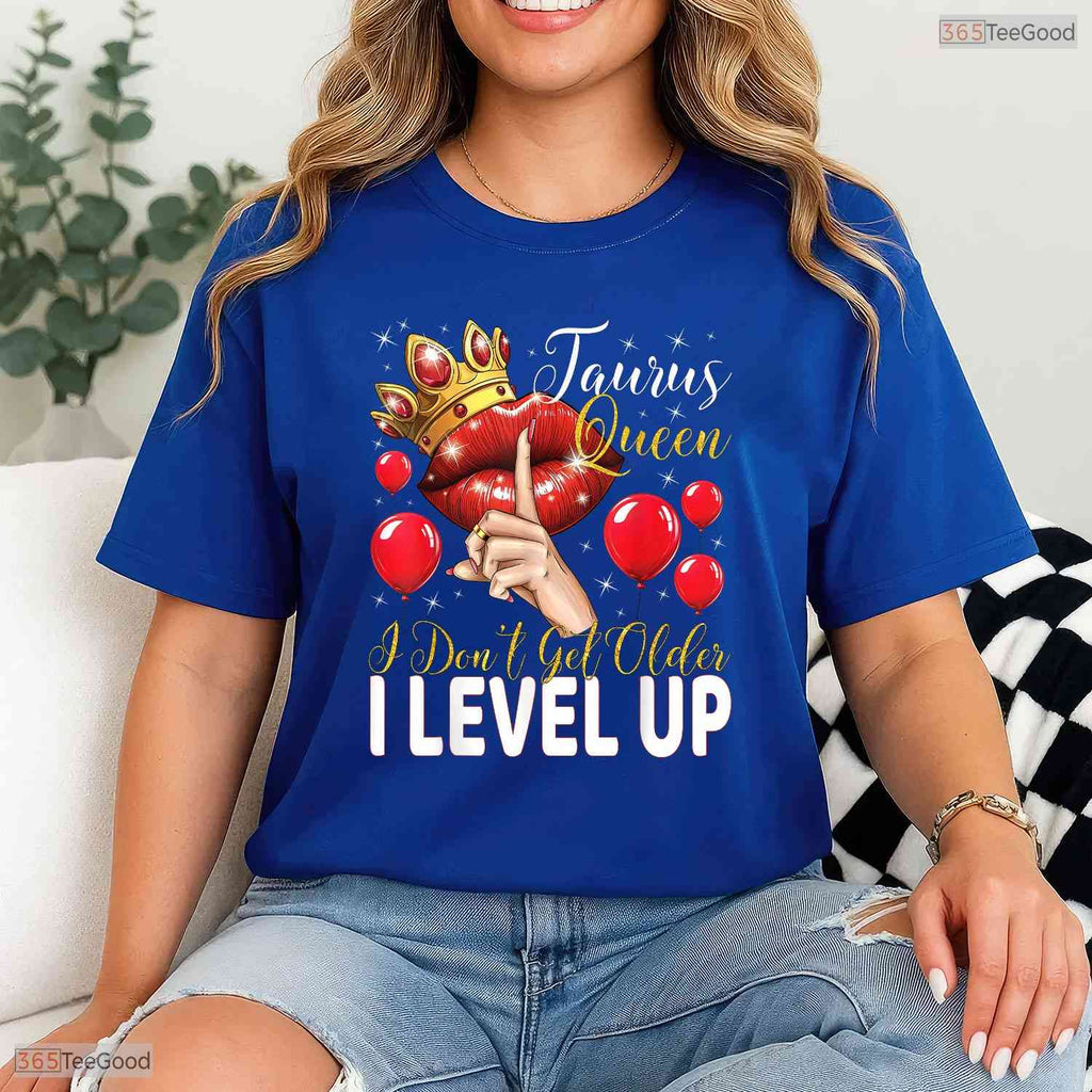 Taurus Queen I Level Up Gamer T-Shirt Awesome May Birthday Celebration Shirt