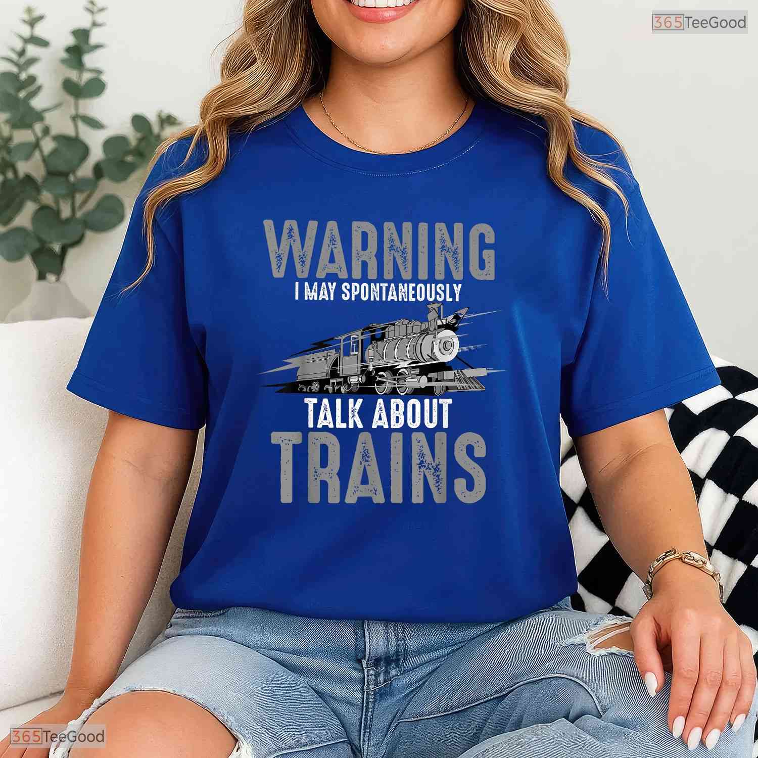 Warning May Spontaneously Talk About Trains T-Shirt Funny May Birthday Gift