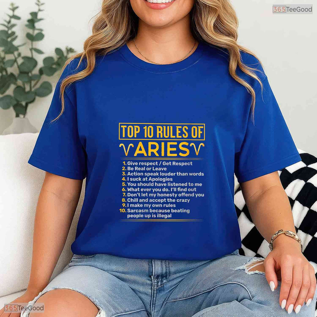 Top Ten Rules Of A Taurus Astrology V-Neck T-Shirt Funny May Birthday Gift
