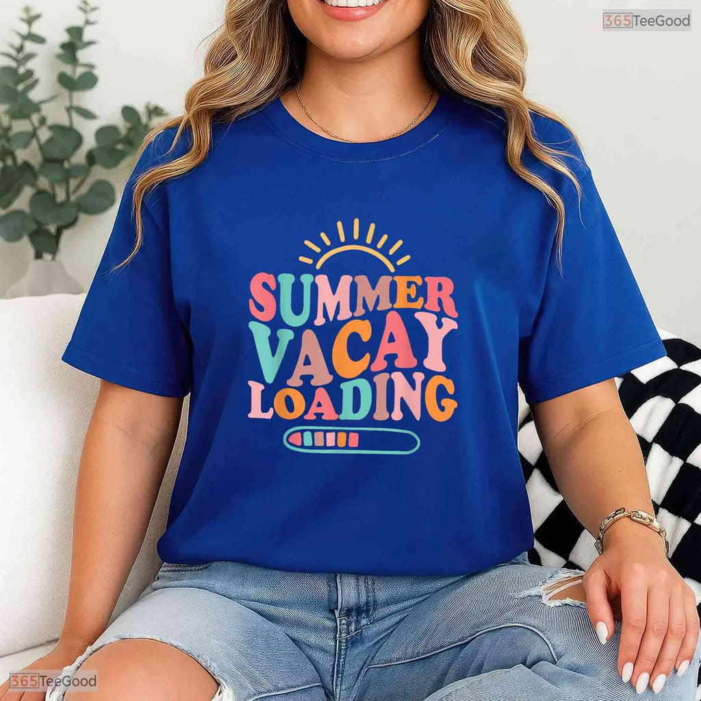 Groovy Summer Vacay Loading T-Shirt- Teacher Last Day May Birthday Shirt Gift