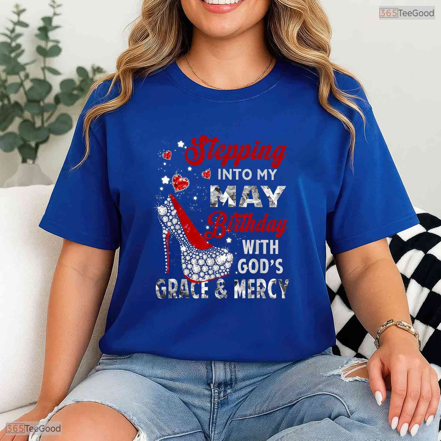 Stepping Into My May Birthday With God Grace T-Shirt- May Birthday Shirt