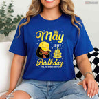 Afro Queen May Is My Birthday T-Shirt- Beautiful May Birthday Apparel For Her