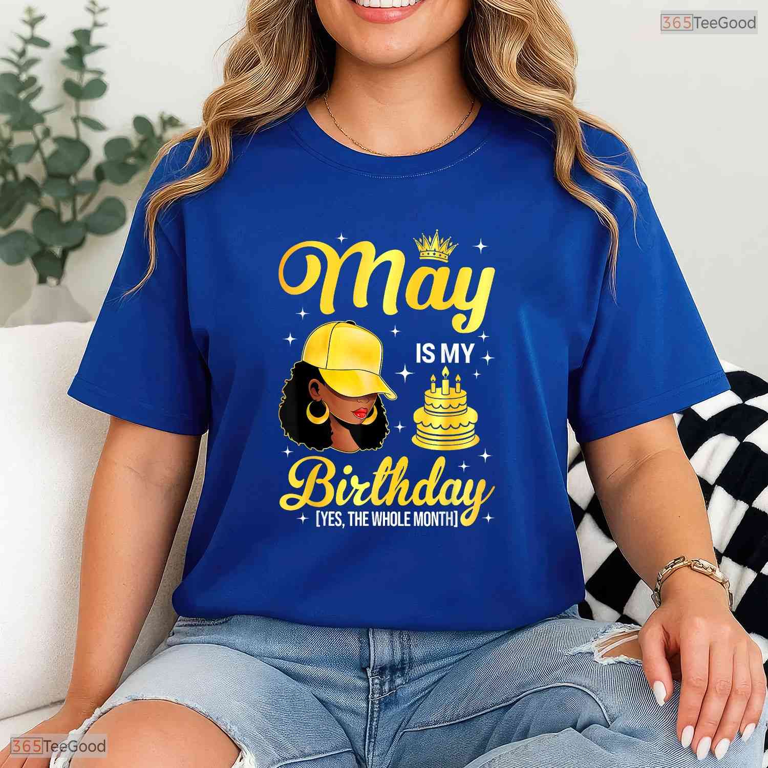 Afro Queen May Is My Birthday T-Shirt- Beautiful May Birthday Apparel For Her